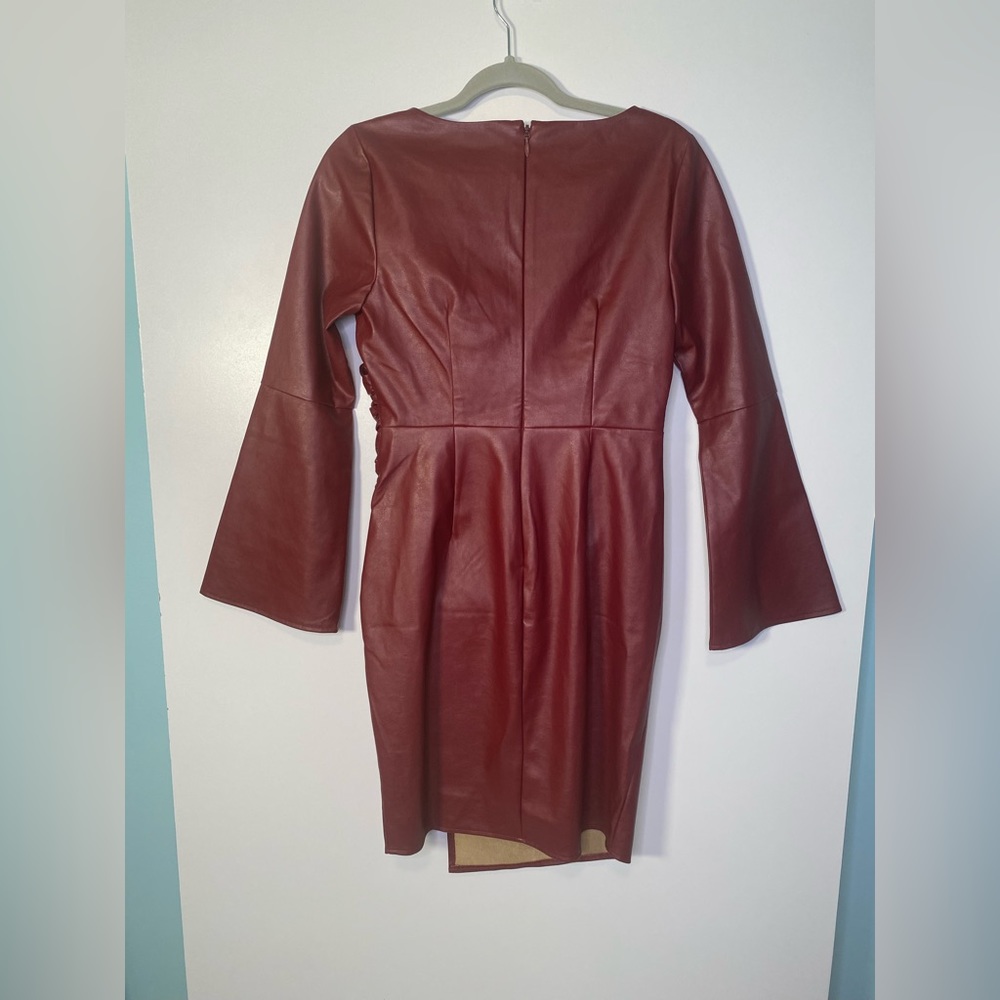 #248 NY&Co Gabrielle Union Leatherette Ruched Dress size S NWT - Picture 7 of 13